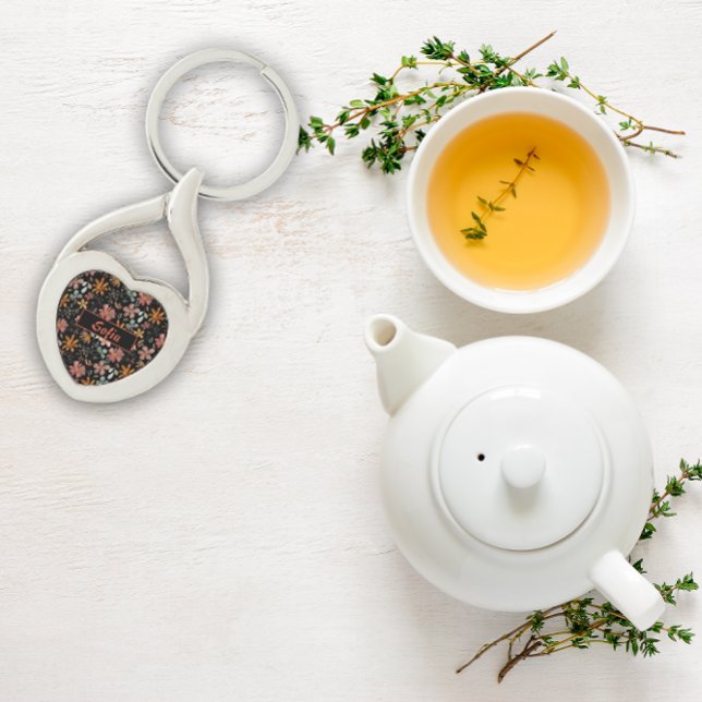 Llavero Patrón de jardín acuático negro Metalizado Keychai (Subido por el creador)