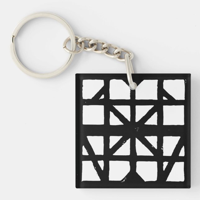 Llavero Patrón de la casa de media madera en alemán blanco (Frente)