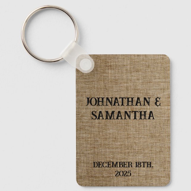 Llavero Patrón de la naturaleza rústica de la burpía boda  (Anverso)