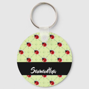 Llavero Patrón de ladybugs de nombre personalizado