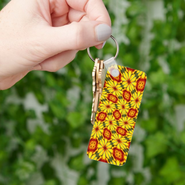 Llavero Patrón de las flores doradas (Mano)