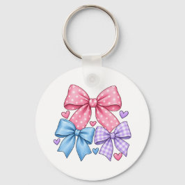 Llavero Patrón de lazo de cinta lindo – Lazo rosa azul y p