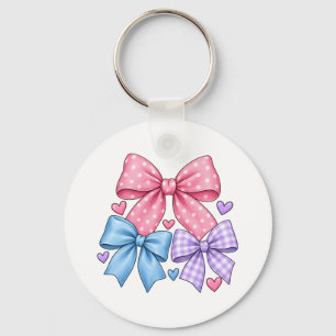 Llavero Patrón de lazo de cinta lindo – Lazo rosa azul y p