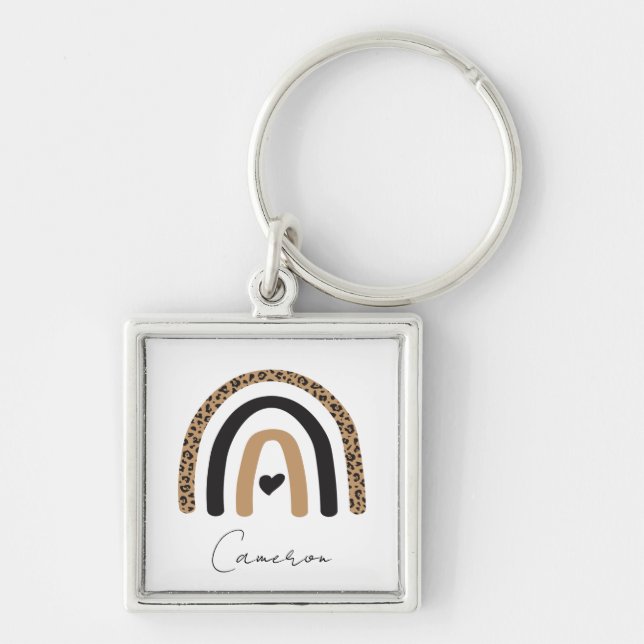 Llavero Patrón de leopardo arco iris (Frente)