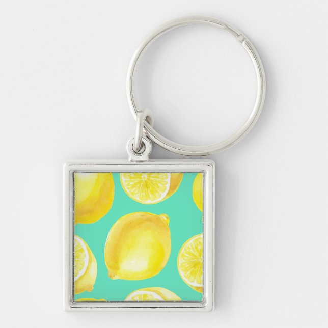 Llavero Patrón de limones de color agua (Frente)