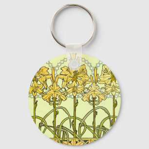 Llavero Patrón de lirio Art Nouveau de Alphonse Mucha vint