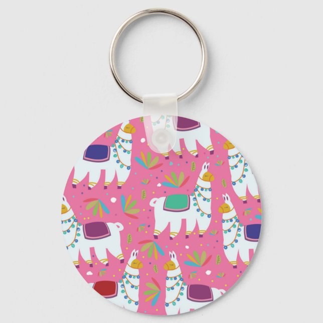 Llavero Patrón de Llama Adorable (Anverso)
