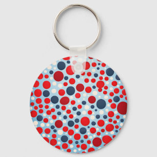 Llavero Patrón de lunares rojos y azules