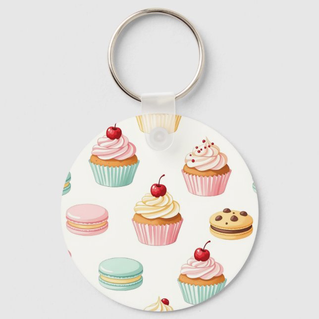 Llavero Patrón de macarón de magdalena dulce (Anverso)
