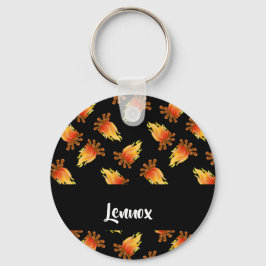 Llavero Patrón de madera quemada sobre negro