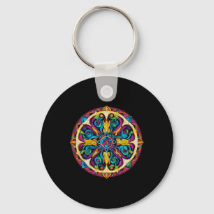Llavero Patrón de Mandala de Geometría Sagrada