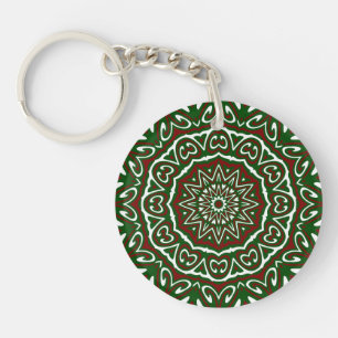 Llavero Patrón de Mandala de Navidad Groovy Maximalista Or