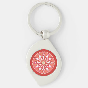 Llavero Patrón de mandala en rosa coral, burdeos y blanco