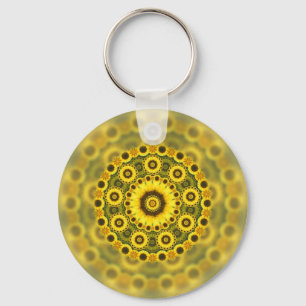 Llavero Patrón de Mandala Hippy Sunflower Fractal