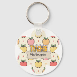 Llavero Patrón de manzana de escuela de maestro amarillo 