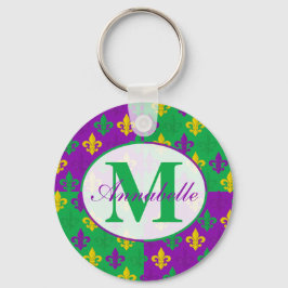 Llavero Patrón de Mardi Gras Fleur de Lis personalizado