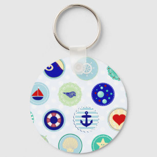 Llavero Patrón de marinero azul náutico