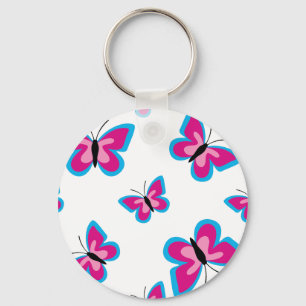 Llavero Patrón de mariposa rosa azul