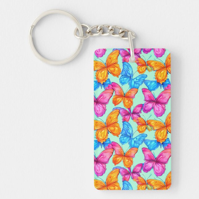 Llavero Patrón de mariposas coloridas (Frente)