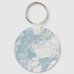 Llavero Patrón de mármol blanco y azul claro