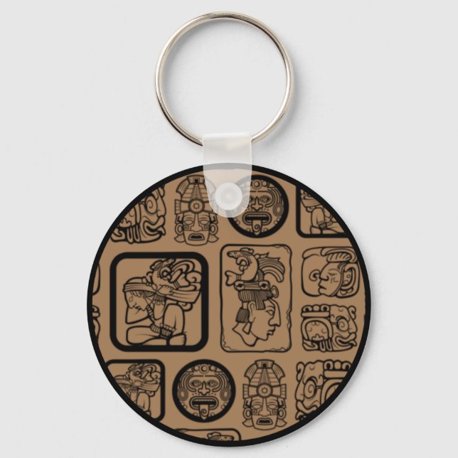Llavero Patrón de mascarilla antigua de la tribu MAYA 1 (Anverso)