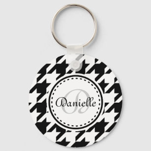 Llavero Patrón de monograma Gris gris negro