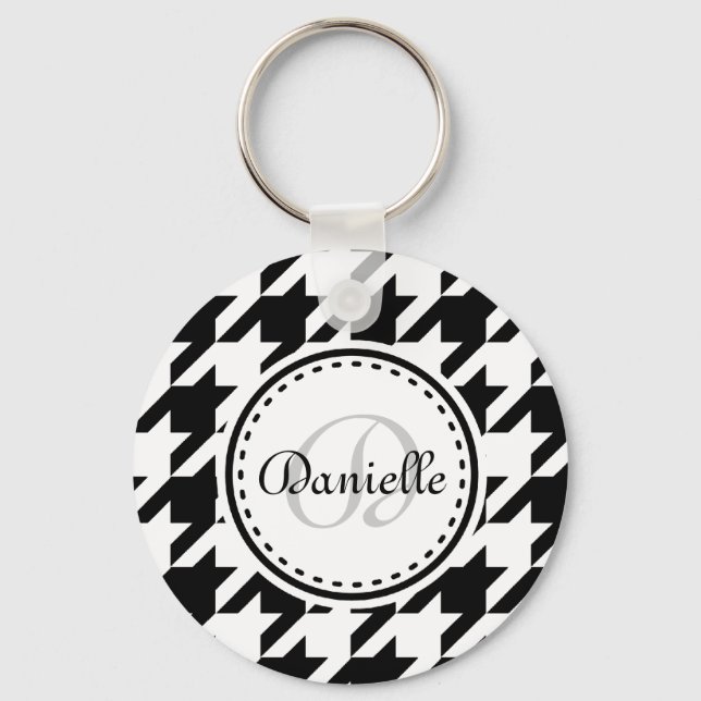 Llavero Patrón de monograma Gris gris negro (Anverso)