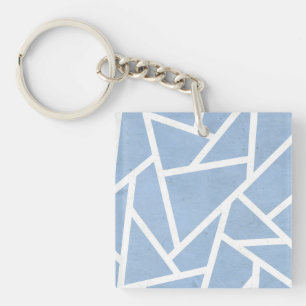 Llavero Patrón de mosaico azul pálido y blanco
