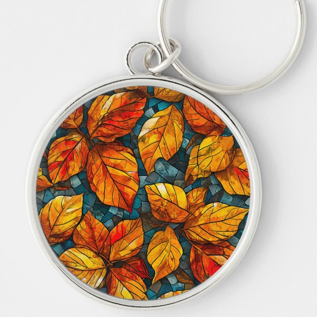 Llavero Patrón de mosaico de otoño (Frente)