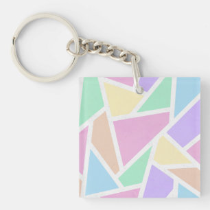 Llavero Patrón de mosaico del arcoiris pastel