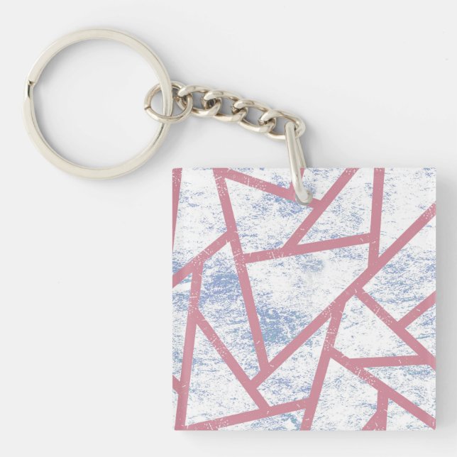 Llavero Patrón de mosaico rosa y azul (Frente)