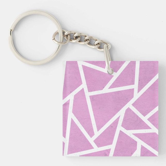 Llavero Patrón de mosaico rosa y blanco (Frente)