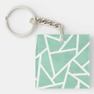 Llavero Patrón de mosaico verde y blanco de la pintura