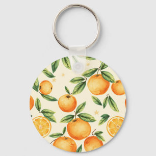 Llavero Patrón de naranjas de acuarela
