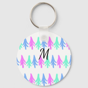 Llavero Patrón de Navidad simple con acuarela y monograma