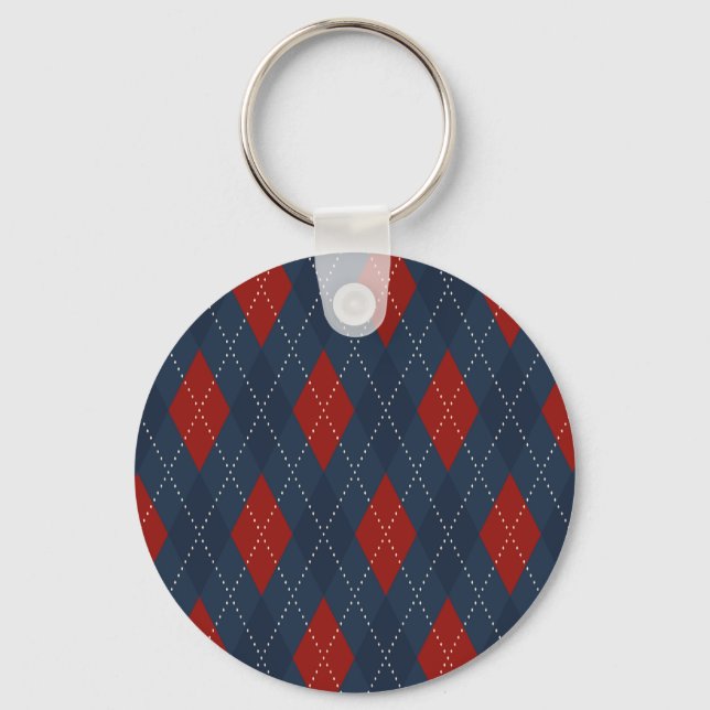 Llavero Patrón de Navidades Royal Blue Argyle (Anverso)