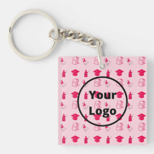 Llavero Patrón de negocio de la educación rosa