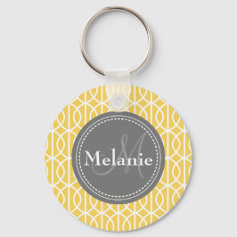 Llavero Patrón de Ogeo Marroquí Gris Amarillo Monogramado