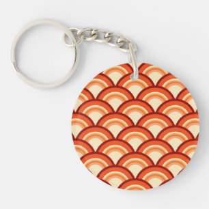 Llavero Patrón de onda Art Deco - naranja de mandarina