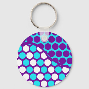 Llavero Patrón de onda de punto de polka morado y Verde az
