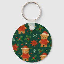 Patrón de osito de peluche de Navidad – Verde fest