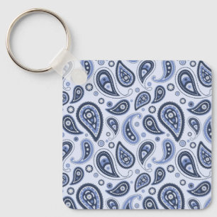 Llavero Patrón de Paisley Azul