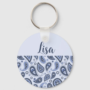 Llavero Patrón de Paisley Azul