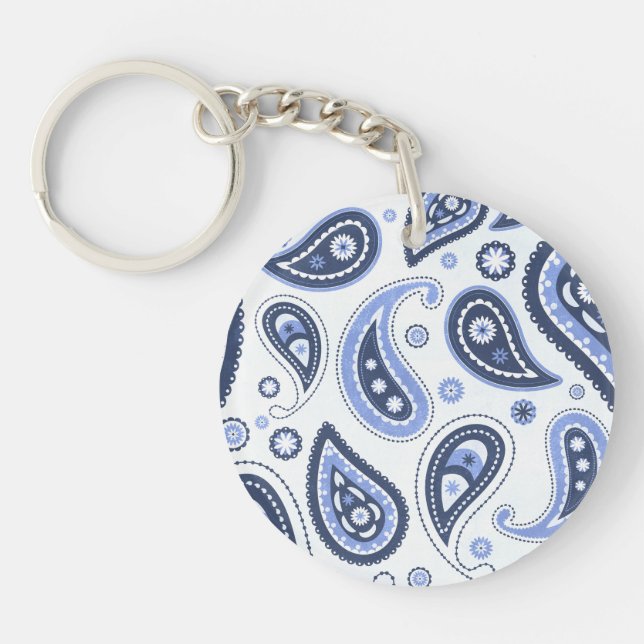 Llavero Patrón de Paisley Azul (Frente)