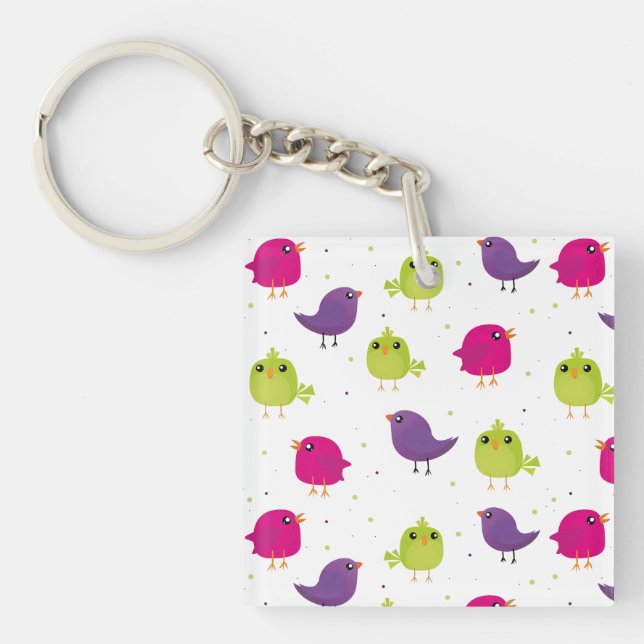 Llavero Patrón de pájaros curados (Frente)