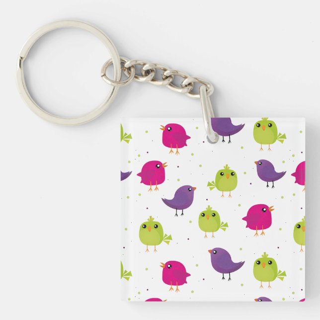 Llavero Patrón de pájaros curados (Frente)