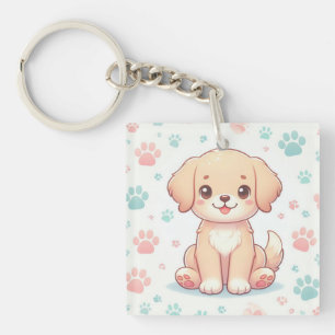 Llavero Patrón de pata de cachorro pastel Kawaii