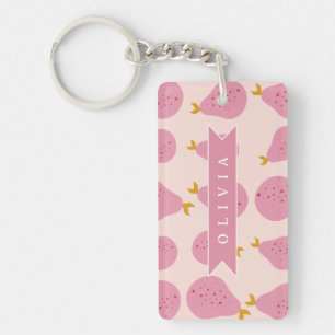 Llavero Patrón de pera rosa personalizado Fruta femenina l