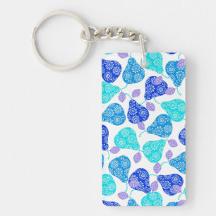 Llavero Patrón de peras decorativas azules lindas