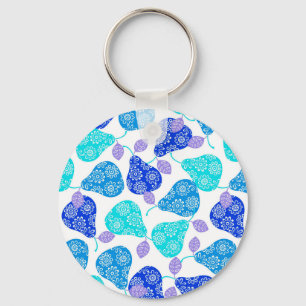 Llavero Patrón de peras decorativas de color azul agudo